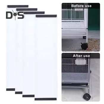 4 шт./компл., клетка для ловли семян, прозрачная ПВХ-перегородка для клетки для птиц, крышка для клетки для попугаев, защита от семян, аксессуары для клетки для попугаев ара S