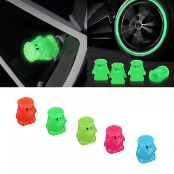 4 шт./компл. колпачки для клапанов для шин, универсальные люминесцентные колпачки для клапанов для шин, светящиеся колпачки для клапанов на шток, универсальные автомобильные аксессуары 5