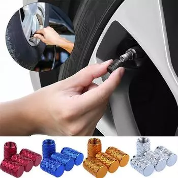 4 шт./компл. колпачки для вентилей шин с накаткой, алюминиевые колпачки для вентилей автомобилей, аксессуары для автомобильных колес, чехлы для вентилей, автостиль серый