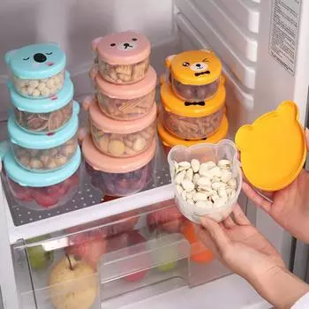 4 шт./компл. контейнер для пищевых продуктов, герметичный контейнер для закусок большой емкости из полипропилена, микроволновая печь, безопасный мультяшный контейнер для закусок мятный зеленый