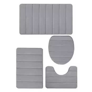 4 шт./компл. коврик для ванной из пены с эффектом памяти, толстые коврики для ванной из микрофибры, нескользящие мягкие коврики для туалета, машина светло-серый