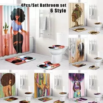 4 шт./компл. коврик для ванной комнаты, африканский женский комплект занавесок, украшение для дома 1