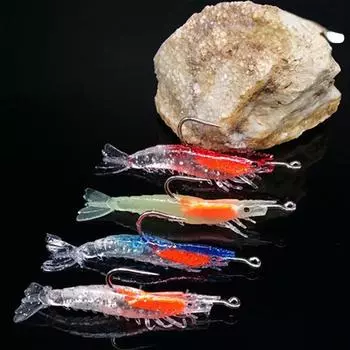 4 шт./компл. крючки для креветок, мягкие приманки, силиконовые рыболовные приманки, 6 см/3 г, воблер, искусственные приманки для рыбалки разноцветный