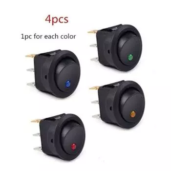 4 шт./компл., круглый кулисный переключатель, светодиодный, приборная панель автомобиля, переключатели для лодки, 3-контактный переключатель One Size