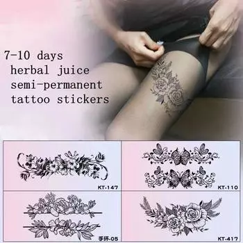 4 шт./компл., кружевное кольцо с бантом на ногу, травяные татуировки, наклейки, водонепроницаемые, прочные, женское, сексуальное, на бедро, японская цепочка, полупостоянная для Spice Girl 4pc