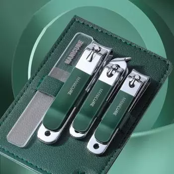 4 шт./компл. кусачки для ногтей на ногах Машинки для стрижки ногтей с чехлом из искусственной кожи Острый прочный изогнутый край Профессиональные кусачки для ногтей из нержавеющей стали Набор для путешествий