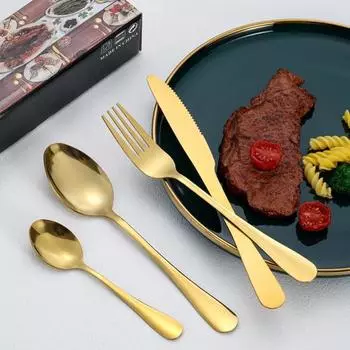 4 шт./компл. ложка из нержавеющей стали, вилка, резак, зеркальная полировка, пищевая посудомоечная машина, безопасная посуда для стейка в стиле вестерн, столовые приборы, набор столовых приборов, кухонные принадлежности серебряный