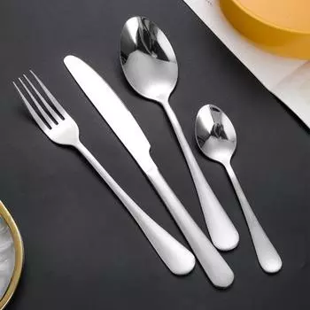 4 шт./компл. ложка из нержавеющей стали, вилка, резак, зеркальная полировка, пищевая посудомоечная машина, безопасная посуда для стейка в стиле вестерн, столовые приборы, набор столовых приборов, кухонные принадлежности серебряный