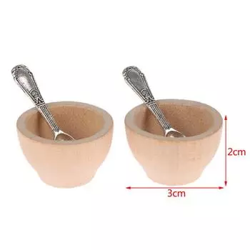 4 шт./компл. миниатюрная мебель для кукольного домика, маленькая деревянная чаша, ложка, модель «сделай сам»