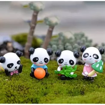 4 шт./компл., миниатюрные миниатюры животных с изображением панды, мини-фигурки, сделай сам, фея, украшение для сада, мох, террариум, микропейзаж 2-3cm белый