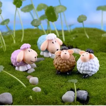 4 шт./компл., миниатюры с изображением овец и животных, мини-фигурки «сделай сам», фея, украшение для сада, мох, террариум, микропейзаж 4pcs разноцветный