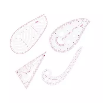 4 шт./компл. модная швейная линейка, метрическая линейка, кривая классификация узора, нарисованная иконка, шаблон измерения линейки розовый