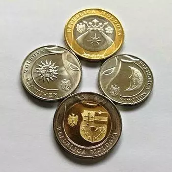 4 шт./компл. может написать голову быка, монета с изображением солнца и луны, монета с головой быка, монета Молдовы, молдавские леи