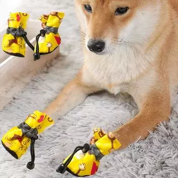 4 шт./компл. Мягкая подошва противоскользящая обувь для щенков регулируемые зимние теплые ботинки для собак осень 3