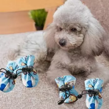 4 шт./компл. мягкие нескользящие сапоги для собак на открытом воздухе, водонепроницаемая обувь для домашних животных, чехол для ног, осень 5 синий