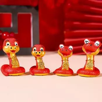 4 шт./компл. мультяшная фигурка змеи в китайском стиле зодиакальная змея талисман статуя из смолы