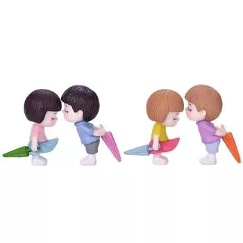 4 шт./компл., мультяшные зонтики для влюбленных, миниатюры, мини-фигурки «сделай сам», сказочное украшение для сада, мох, террариум, микропейзаж розовый