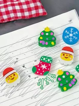 4 шт./компл. мультяшный кавайный Санта-Клаус снежинка рождественская елка ластик креативный рождественский ластик студенческие канцелярские принадлежности подарки ONESIZE