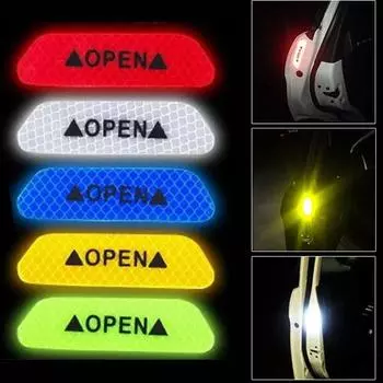 4 шт./компл. наклейки на дверь автомобиля универсальные предупреждающие знаки безопасности ОТКРЫТЫЕ светоотражающие ленты для автомобильных аксессуаров наружный велосипедный шлем красный