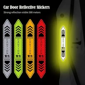 4 шт./компл. наклейки на дверь автомобиля, ночная светоотражающая предупреждающая лента, наклейки на дверь, декоративные наклейки, светоотражающая полоса для автомобиля, автомобильные аксессуары A зелёный