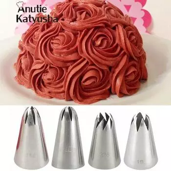 4 шт./компл. из нержавеющей стали, насадки для трубочек для глазури, насадки для мороженого, инструменты для украшения торта 4Pcs/set