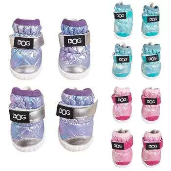 4 шт./компл., непромокаемая зимняя обувь для собак для маленьких собак, теплая флисовая обувь для щенков, зимние сапоги для собак, обувь для чихуахуа, йорк... 1 S