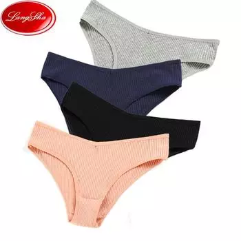 4 шт./компл., нижнее белье, женские хлопковые трусики, сексуальные трусы с низкой талией, трусы M-XXL, однотонное нижнее белье для девочек
