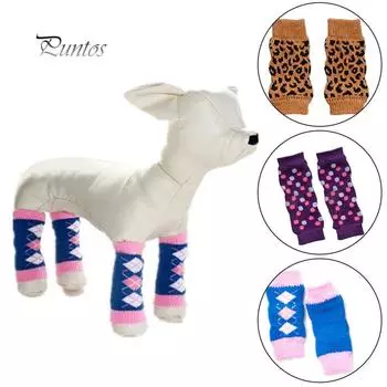 4 шт./компл. носки для домашних животных с принтом зебры и леопарда в горошек ZebraS