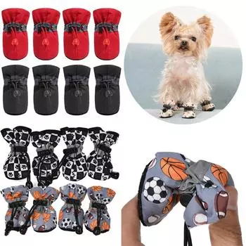 4 шт./компл. обувь для домашних собак для маленьких и больших собак светоотражающие противоскользящие ботинки для щенков и кошек пинетки для чихуахуа кроссовки йоркширские принадлежности 7 красный
