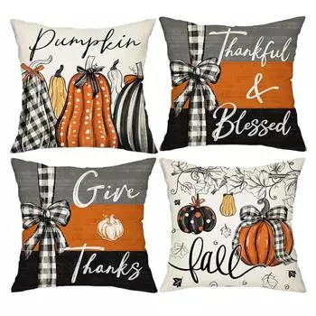 4 шт./компл. осенний комплект наволочек с рисунком тыквы, кленовых листьев, подсолнухов, декоративные наволочки со скрытой застежкой-молнией