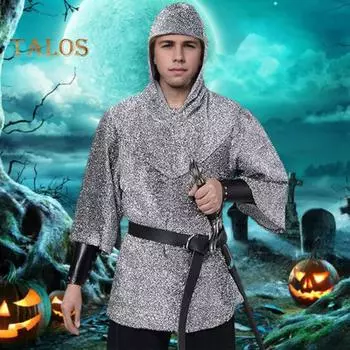 4 шт./компл., пальто для косплея, накидка с капюшоном, комплект, рубашка с имитацией цепочки тамплиеров, рыцарский костюм, костюм на Хэллоуин, реквизит, костюм для косплея M серый