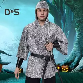 4 шт./компл., пальто для косплея, накидка с капюшоном, комплект, рубашка с имитацией цепочки тамплиеров, рыцарский костюм, костюм на Хэллоуин, реквизит, костюм для косплея 2XL серый