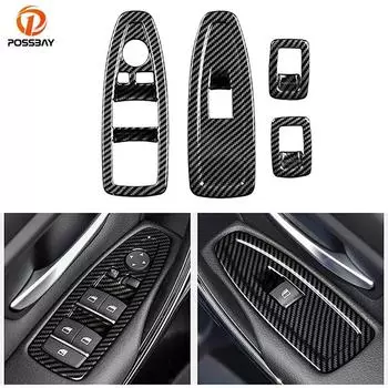 4 шт./компл., переключатель подъема окна салона автомобиля, накладка, наклейка для BMW 3 серии F30 Gran Turismo F34, украшение из углеродного волокна