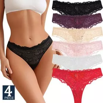 4 шт./компл. Перспективные кружевные трусики с вырезами, нижнее белье с низкой посадкой, стринги, женские трусики, дышащее нижнее белье, интимные вещи S&Set