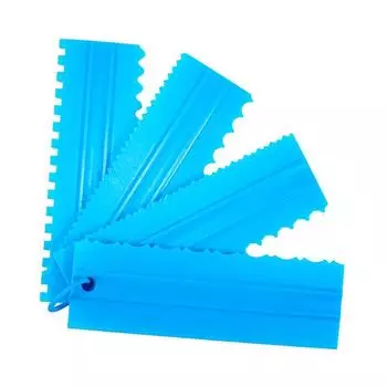 4 шт./компл. пластиковый двухсторонний зубчатый скребок для торта, узор, скребок для крема, сделай сам, инструменты для выпечки, аксессуары для выпечки синий