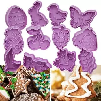 4 шт./компл., практичный, легкий для резки, антипригарный пластиковый плунжерный резак для торта, форма для тиснения для хлебобулочных изделий 10