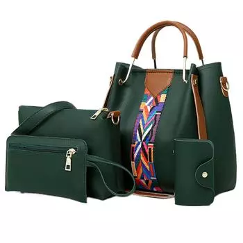 4 шт./компл. ПУ кожаные сумки сумки однотонные женские кошельки сумки дорожная сумка-тоут чёрный