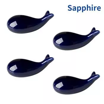 4 шт./компл., японский керамический держатель для палочек для еды, креативная форма кита, палочки для еды, уход за ложкой, подставка, подставка для кухонной посуды, украшение 4pcs сапфировый
