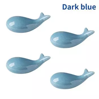 4 шт./компл., японский керамический держатель для палочек для еды, креативная форма кита, палочки для еды, уход за ложкой, подставка, подставка для кухонной посуды, украшение 4pcs темно-синий