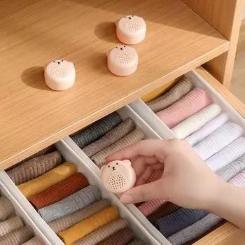 4 шт./компл., ящик для хранения нафталина с мультяшным медведем, круглый дезодорант с маленькими отверстиями, влагостойкий, бытовой шкаф, держатель контейнера для нафталинового шарика для дома коричневый