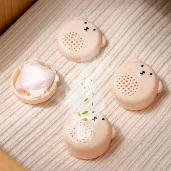 4 шт./компл., ящик для хранения нафталина с мультяшным медведем, круглый дезодорант с маленькими отверстиями, влагостойкий, бытовой шкаф, держатель контейнера для нафталинового шарика для дома коричневый