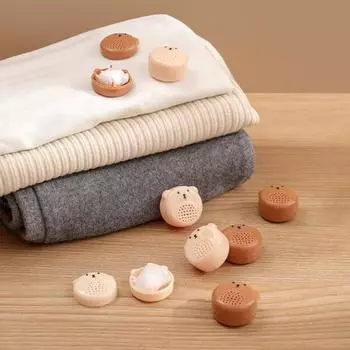 4 шт./компл., ящик для хранения нафталина с мультяшным медведем, круглый дезодорант с маленькими отверстиями, влагостойкий, бытовой шкаф, держатель контейнера для нафталинового шарика для дома абрикосовый