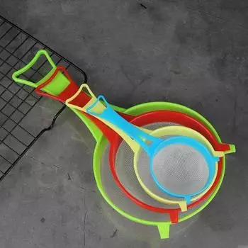 4 шт./компл., разноцветное сито для муки, пластиковое кухонное сито, универсальный дуршлаг, набор четырех размеров, кухонные инструменты «сделай сам»