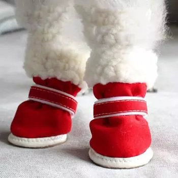 4 шт./компл. Регулируемые зимние сапоги для собак, светоотражающие теплые ботинки для щенков, чехол для лапок собак, зима L фиолетовый