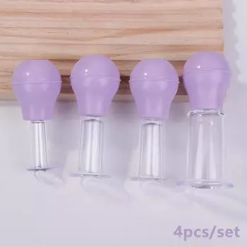 4 шт./компл. резиновые вакуумные банки для массажа лица, подтягивающие кожу, антицеллюлитный массажер для лица и тела, соскоб кожи, массаж фиолетовый