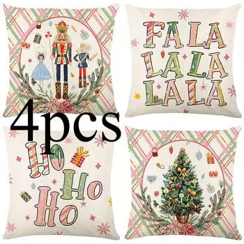 4 шт./компл. Рождественская наволочка с буквами для подушки, для дома, гостиной, дивана, наволочка для подушки в виде рождественской елки без подушки 45x45cmx4pcs