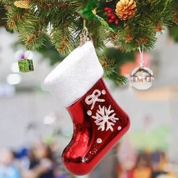 4 шт./компл., рождественские подвесные украшения, красные, белые конфеты, подарочная коробка, чулок, праздничный декор, подвеска в виде рождественской елки, товары для вечеринок 4pcs