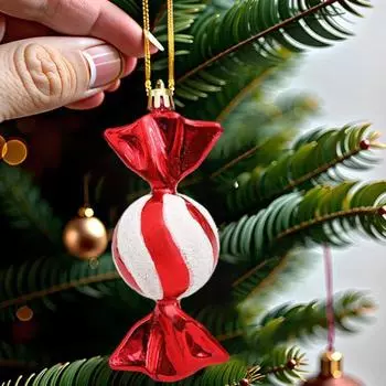 4 шт./компл. рождественские висячие украшения для трости, красные, белые конфеты, подарок, чулок, праздничный декор, рождественская елка 4pcs