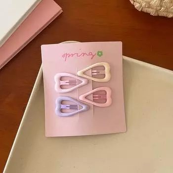 4 шт./компл. розовые простые заколки для волос в форме сердца и звезды для девочек, милые заколки-шпильки, модные аксессуары, подарок 03