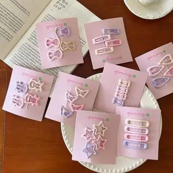 4 шт./компл. розовые простые заколки для волос в форме сердца и звезды для девочек, милые заколки-шпильки, модные аксессуары, подарок 04